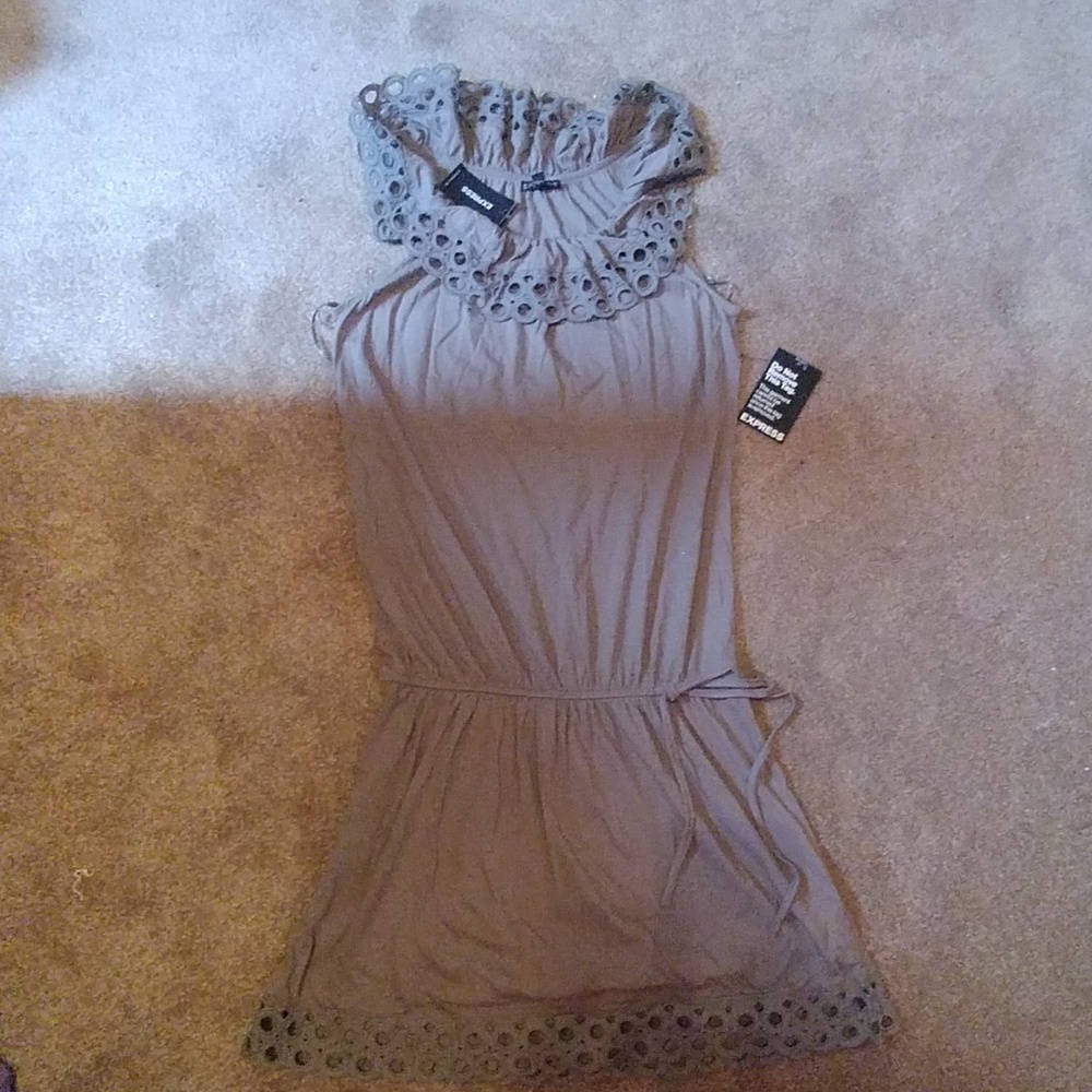 Brand new Express taupe beige eyelet romper dress